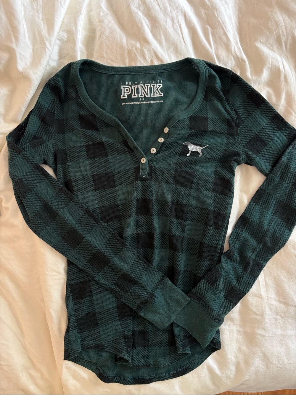 VS PINK Green and Black Plaid Pyjama Top
